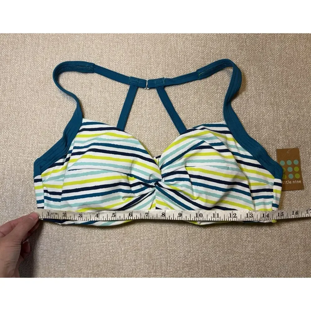New Title Nine Women's Pele Bikini Top Stripes Underwire Bra Teal Blue Size 38C - Picture 5 of 5